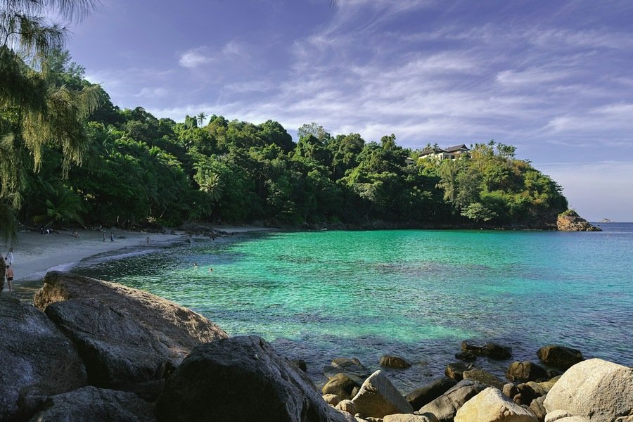Rocky cove with clear water in Phuket