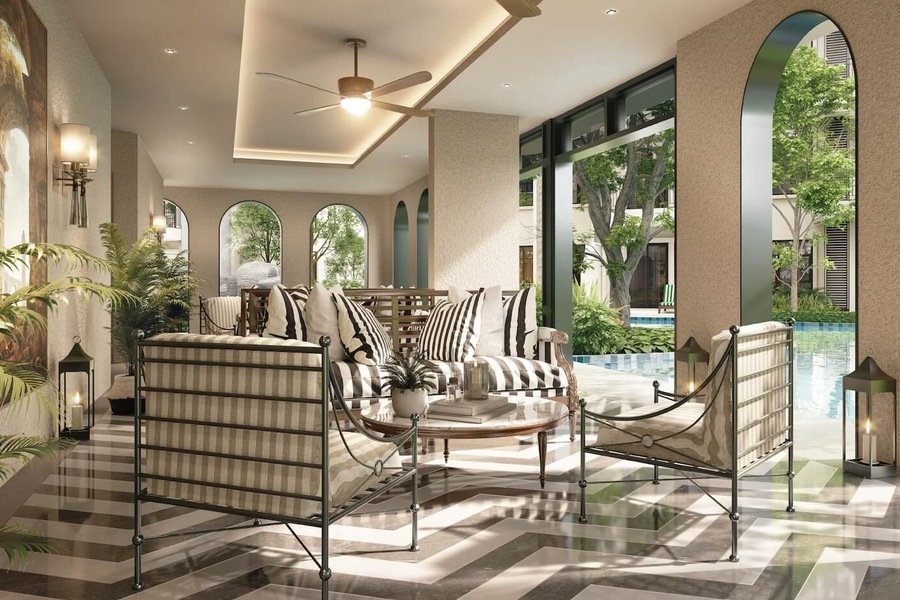 Veranda lounge with garden view
